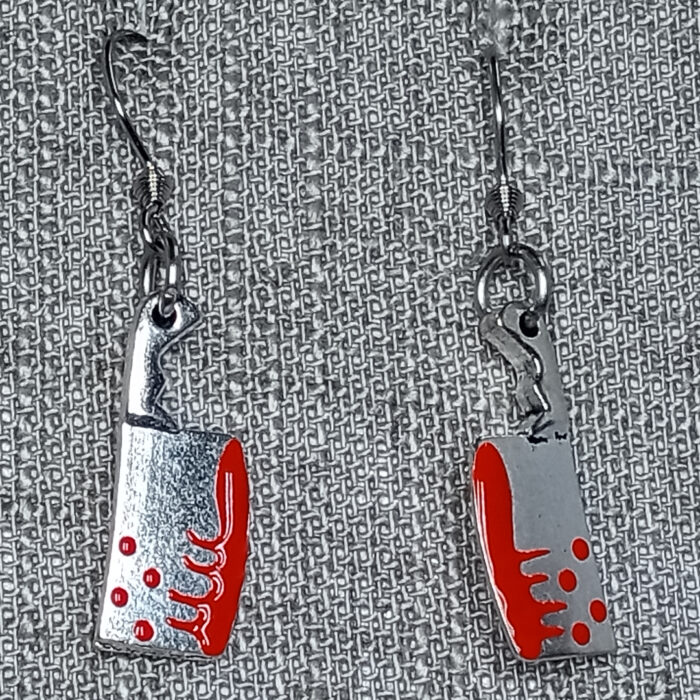 Bloody clevers, fun Halloween design dangle earring set