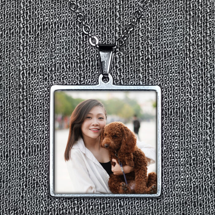 Square stainless steel pendant necklace, add photo - Image 2