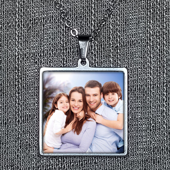 Square stainless steel pendant necklace, add photo - Image 3